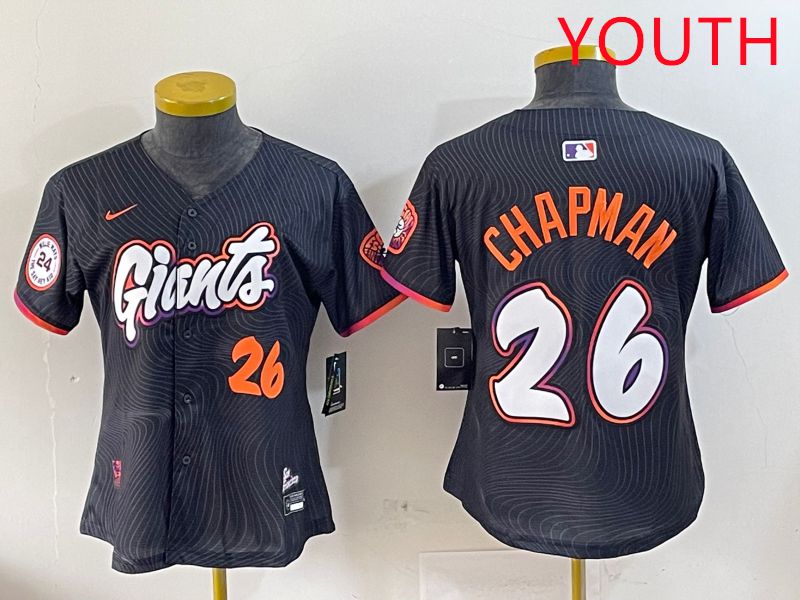 Youth San Francisco Giants #26 Chapman Black Joint Name Nike 2025 MLB Jersey style 7->youth mlb jersey->Youth Jersey